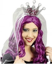 Chaks Bride To Be tiara/diadeem - zilver/roze - kroontje met sluier - vrijgezellenfeest