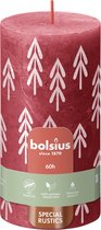 Bolsius Rustiek printed stompkaars 130/68 Delicate Red