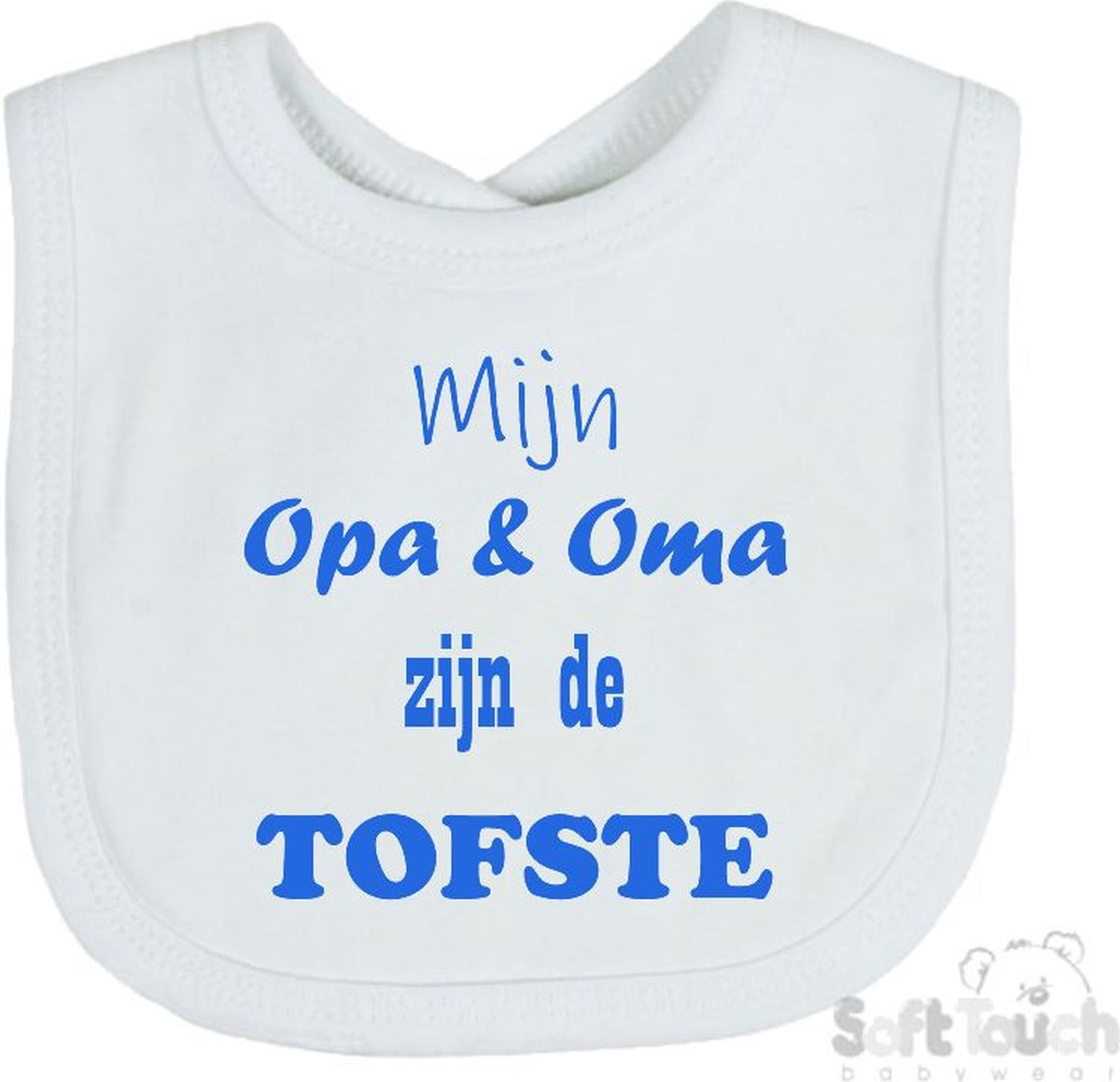 Goedkoopste Soft Touch Slabber Slabbetje Slab Mijn Opa & Oma zijn de tofste Moederdag Unisex Katoen Wit/blauw Maat 33x22 Cm