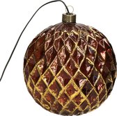Anna Collection verlichte kerstbal glas - antiek goud -D15 cm- 15 leds