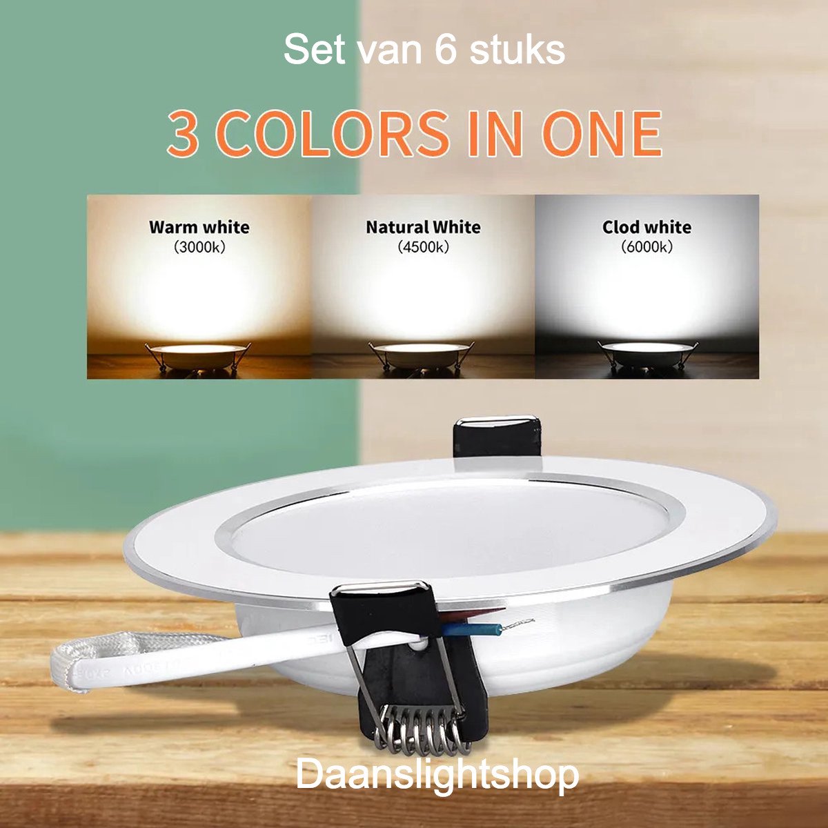 Inbouwspot LED 9W met chromen rand – Dimbaar – Instelbare lichtkleur (Warm / Neutraal / Ko