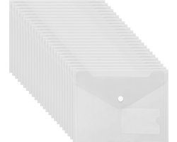 Belle Vous A5 Doorzichtig Plastic Mappen (24 Pak) – Poly File Mappen met Druk Knop Sluiting en Kaart Label Buideltje – Huis, Kantoor & School Organisatie – Papierwerk, Document, Recept & Envelop Map