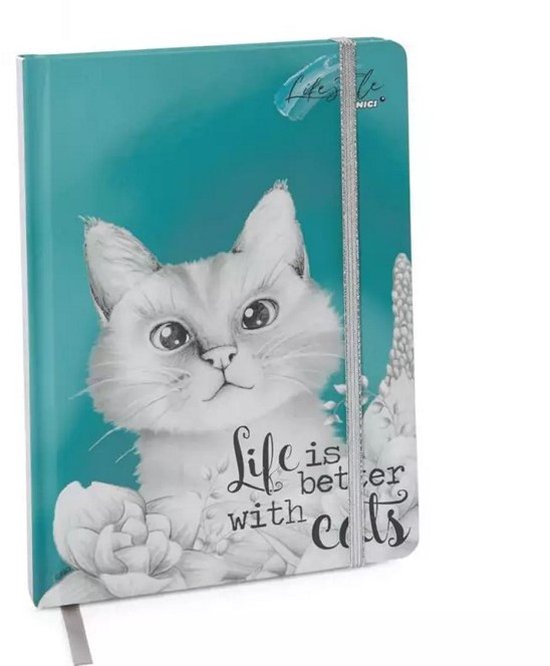 Foto: Notitieboekje tekenboek life is better with cats hardcover katten met stippen