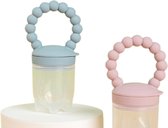 Yippiez - 2 Babyfruitvoederfopspeen - Geschikt voor baby's van 4 maanden - Babyfruit bijtring - Set - Fruitspeen - Fop Speen - Fruit - Speen - Blauw en Roze