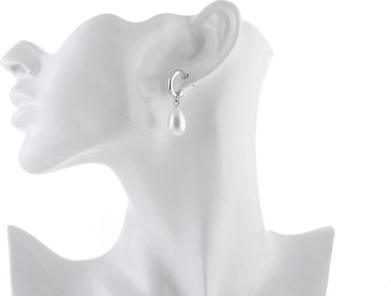 Behave Boucles d'oreilles clous argentées avec pendentif perle