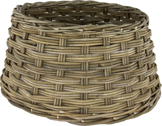 WDMT Dubbel Gevlochten Rieten Kerstboomrok - ø 60 x 26 cm - kerstboommand - Kerstboom - Kerstboomvoet - Kerst Decoratie - Rieten Voet - Kerstboom Rok - Bruin