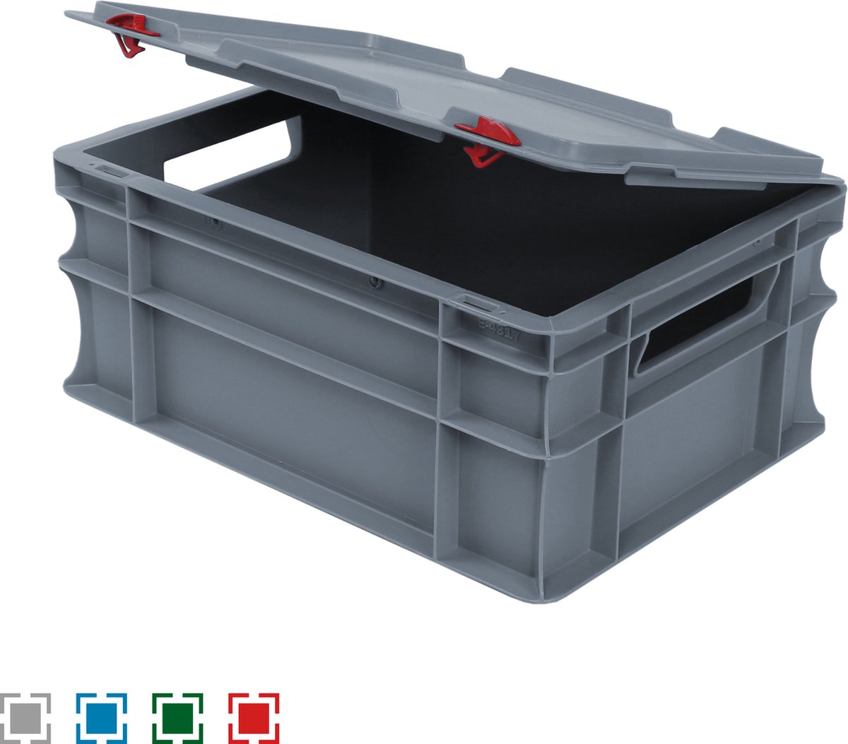 Alpac Stapelbak met deksel - Opbergbak - 400 x 300 x 185 mm - 15L - Grijs