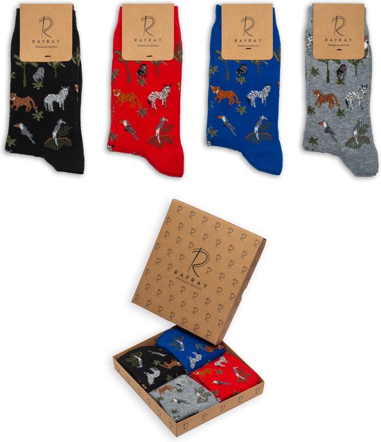 Rafray Socks Forest Animals Sokken Gift box - Premium Katoen - 4 paar - Maat 36-40
