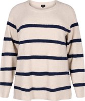 ZIZZI MSUNNY, L/S, STRIPE PULLOVER Dames Blouse - Dark Blue - Maat S (42-44)