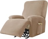 Stretch Cover for Recliner Chair, Complete Armchair Protector, Stretch Recliner Chair Covers, 1 Piece, Plain Velvet, Elastic Armchair Cover for TV Chair, Lounger, Armchair (Camel)