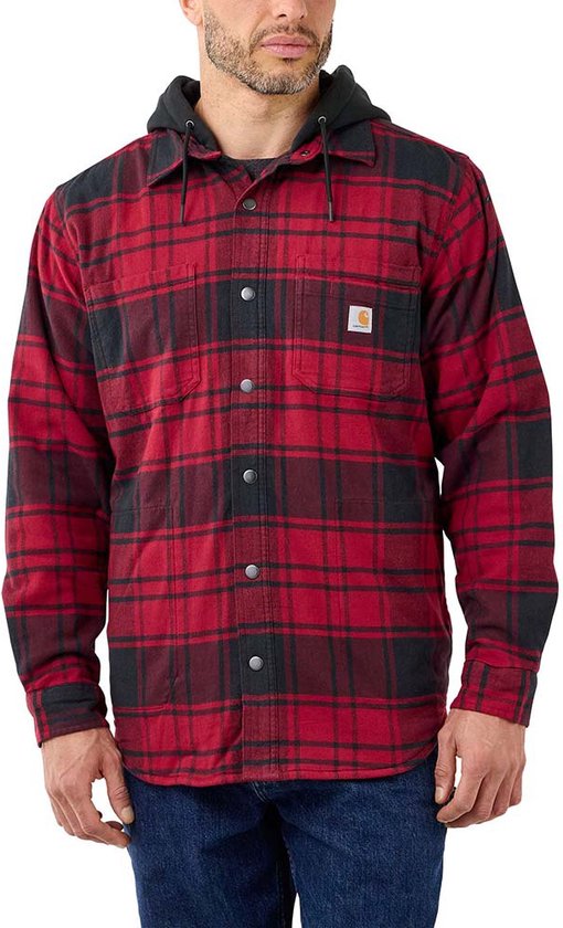 Carhartt Jacke Flannel Fleece Lined Hooded Shirt Jac