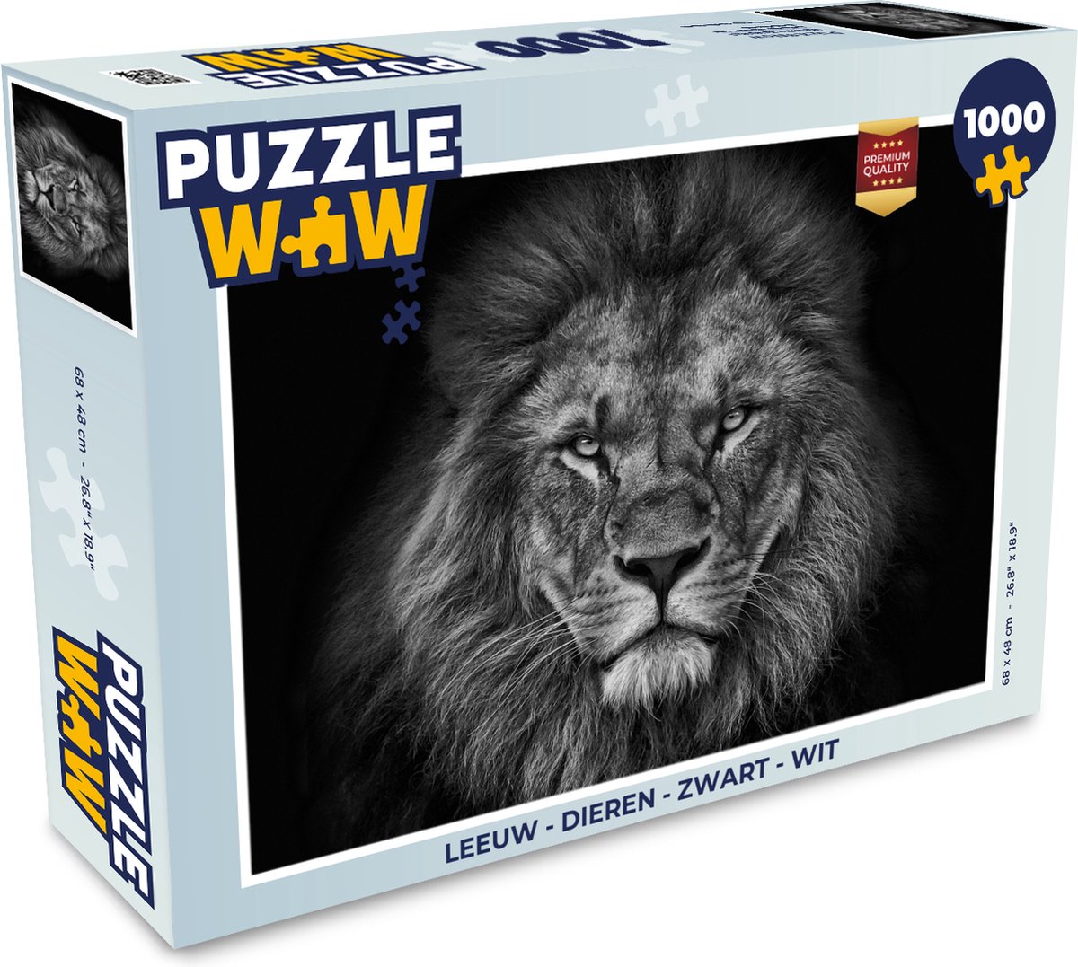 Puzzel Leeuw - Dieren - Zwart - Wit - Legpuzzel - Puzzel 1000 stukjes volwassenen