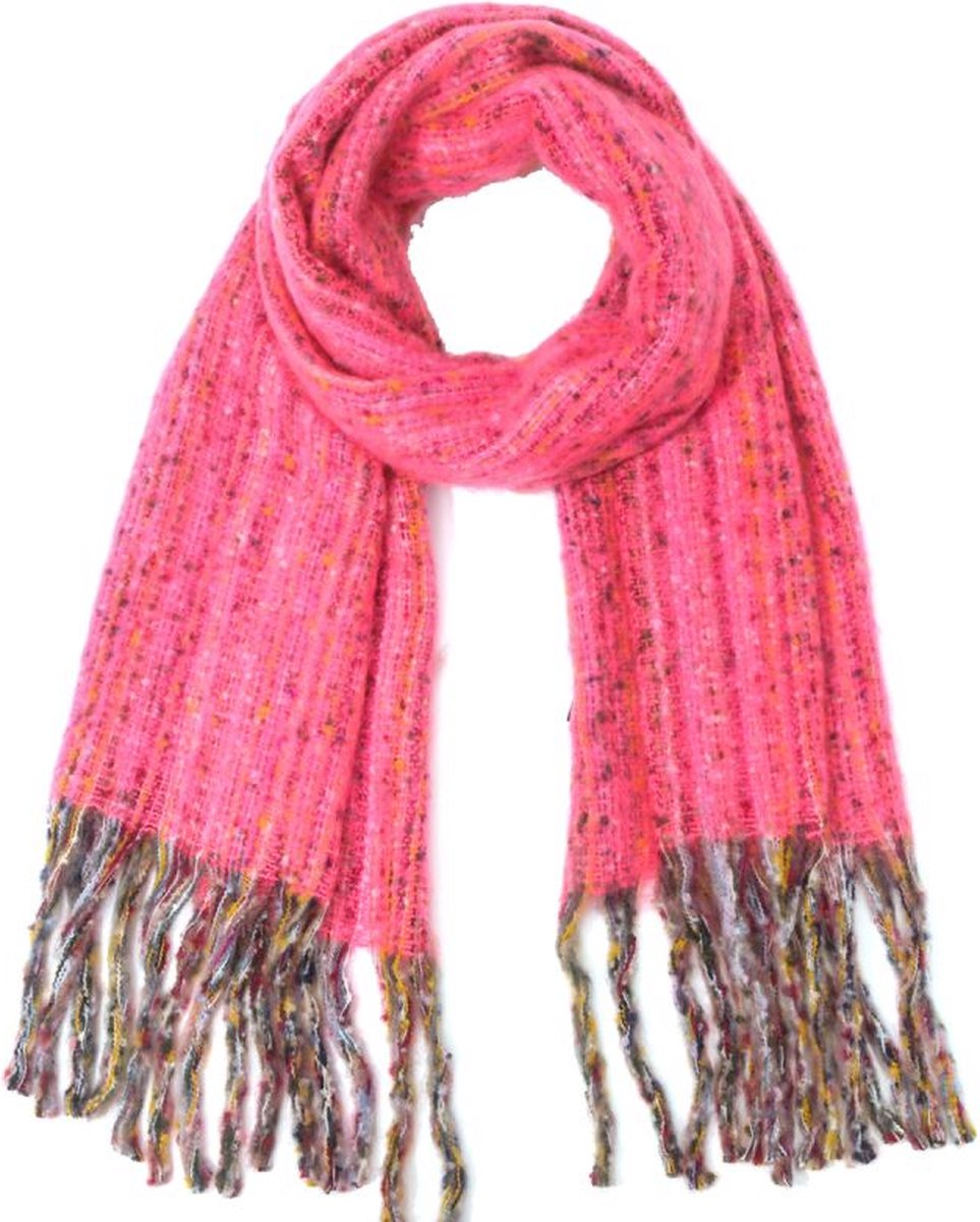 Warme Sjaal met Franjes - 180x60 cm - Roze