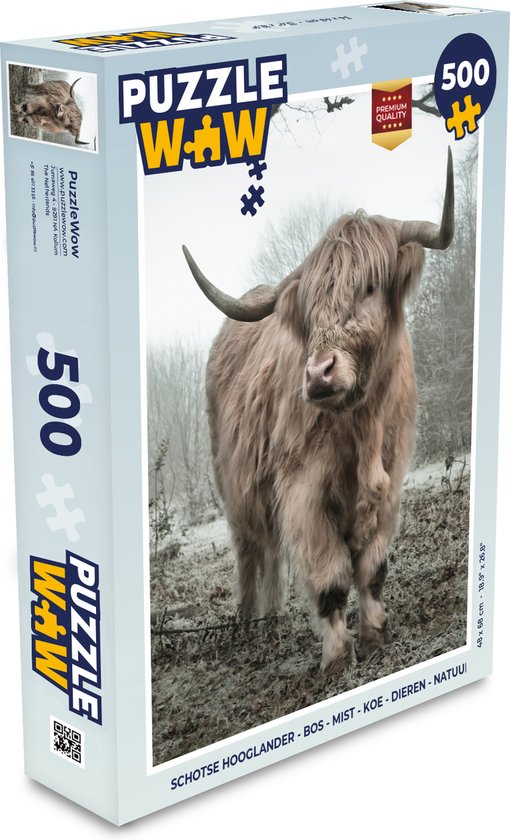 Puzzle Scottish Highlander - Forêt - Brouillard - Vache - Animaux - Nature - Puzzle - Puzzle 500 pièces