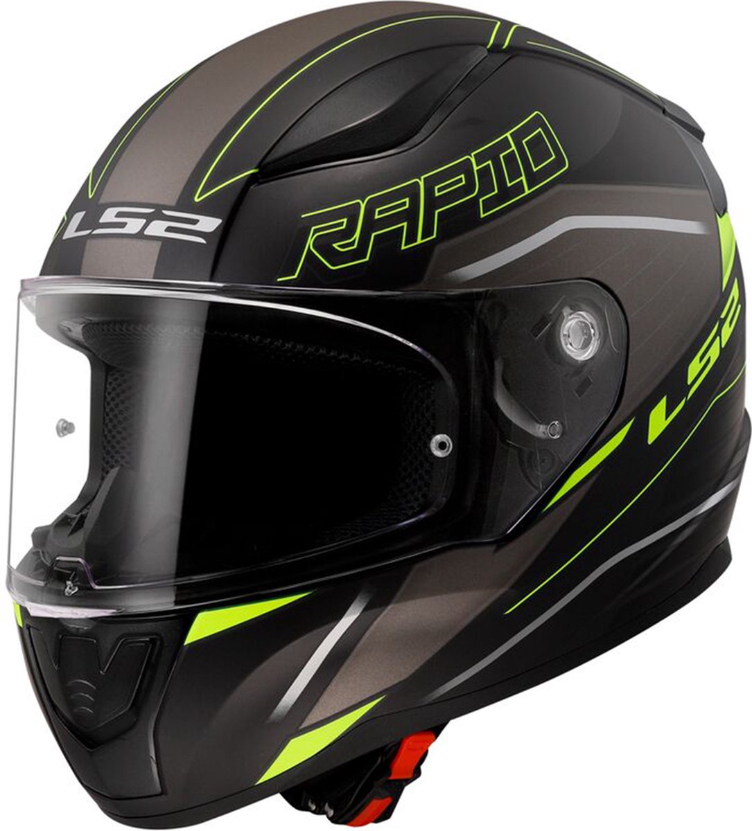 LS2 Helm Rapid II Rokku FF353 mat zwart / fluor geel maat L