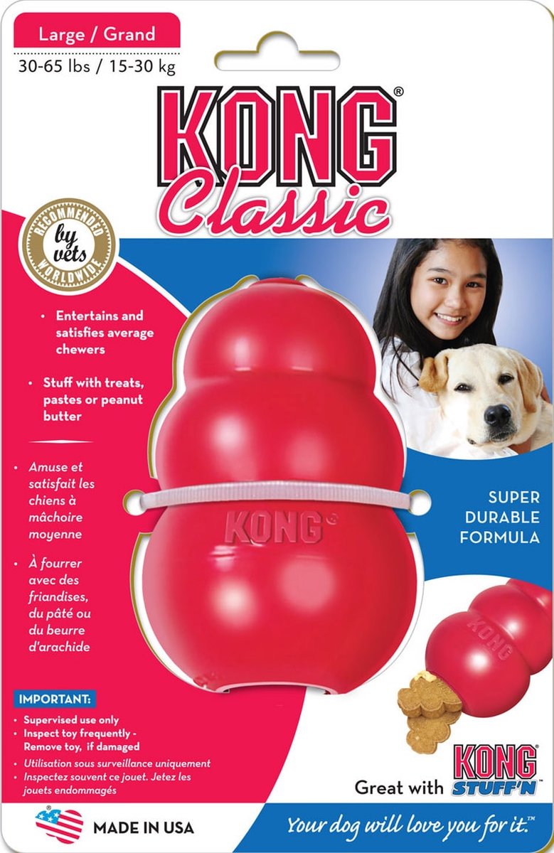Jouet Kong Original à mâcher pour chien - Taille S, M et L - Rouge