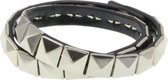 Behave – Wikkelarmband – Imitatieleer – Zwart;Zilver – Studs – Verstelbaar – Rock Style