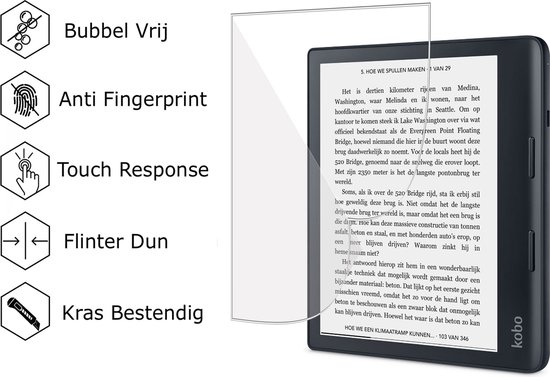 Geschikt voor Kobo Libra 2 Screenprotector - Beschermglas Folie geschikt voor Kobo Libra 2 van Geschikt voor — afbeelding 2