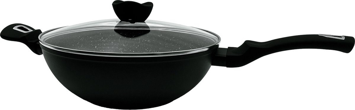Kookkunst Holland wokpan met handvat en deksel Ø 32 cm - inductie PTFE-vrij