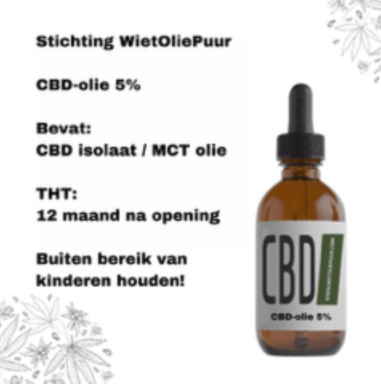 WietOliePuur - olie - dagelijks gebruik CBD - 5% - 10ml.