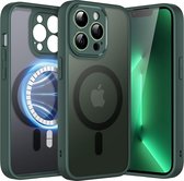 Coque magnétique pour iPhone 13 Pro Max 6,7 pouces compatible avec MagSafe, coque arrière translucide mate avec objectif d'appareil photo, Protection complète, fine, résistante aux chocs (vert minuit)