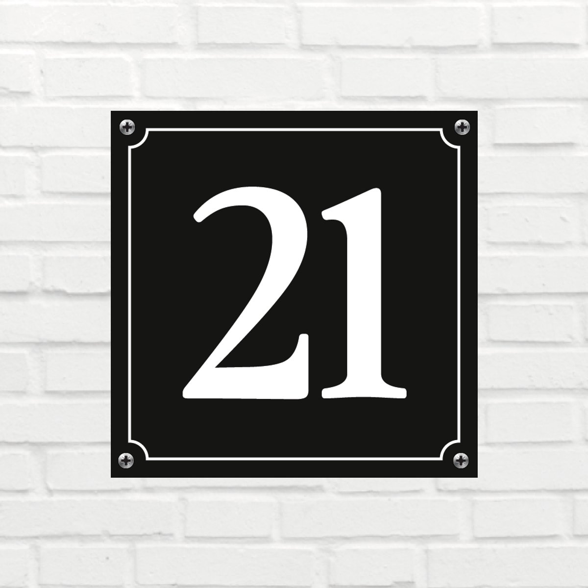 Huisnummerbord Klassiek - Nummer 21 - 14 x 11 cm - incl. bevestiging | - naambord - nummerbord - voordeur