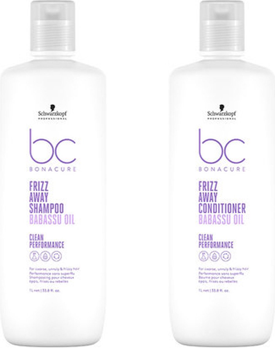 Schwarzkopf BC Bonacure Duo Frizz Away shampoo en conditioner 1L Extra voordelig