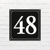 Huisnummerbord Klassiek - Nummer 48 - 14 x 11 cm - incl. bevestiging | - naambord - nummerbord - voordeur