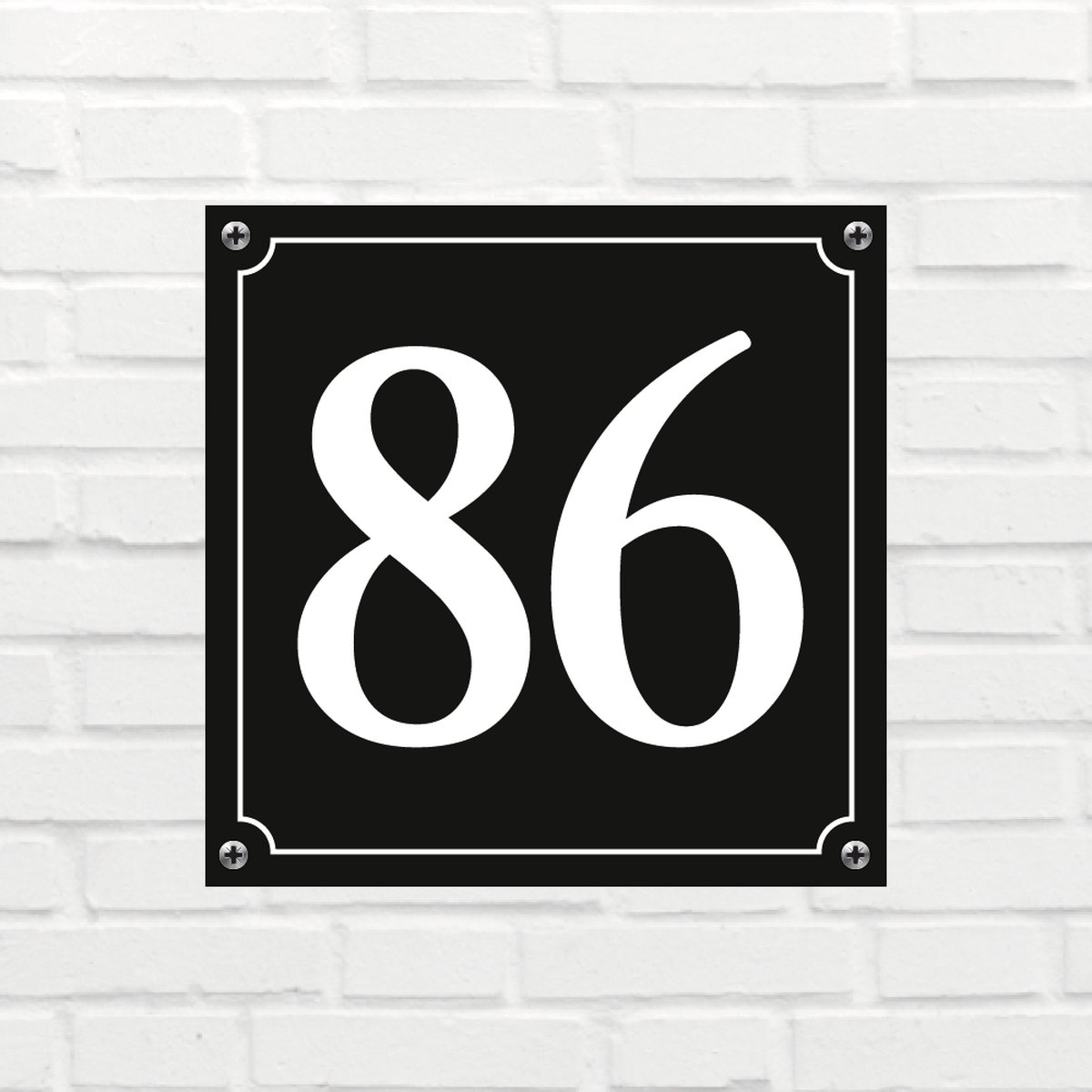 Huisnummerbord Klassiek - Nummer 86 - 14 x 11 cm - incl. bevestiging | - naambord - nummerbord - voordeur