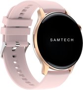 SAMTECH Smartwatch Amoled Ultra HD Pro - Heren & Dames – horloge – Geschikt voor iOS & Android - NFC, Stappenteller, Calorie Teller, Slaap meter – Rose goud