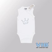 VIB® - Rompertje Luxe Katoen - Kroontje Zonder Mouw (Wit) - Babykleertjes - Baby cadeau