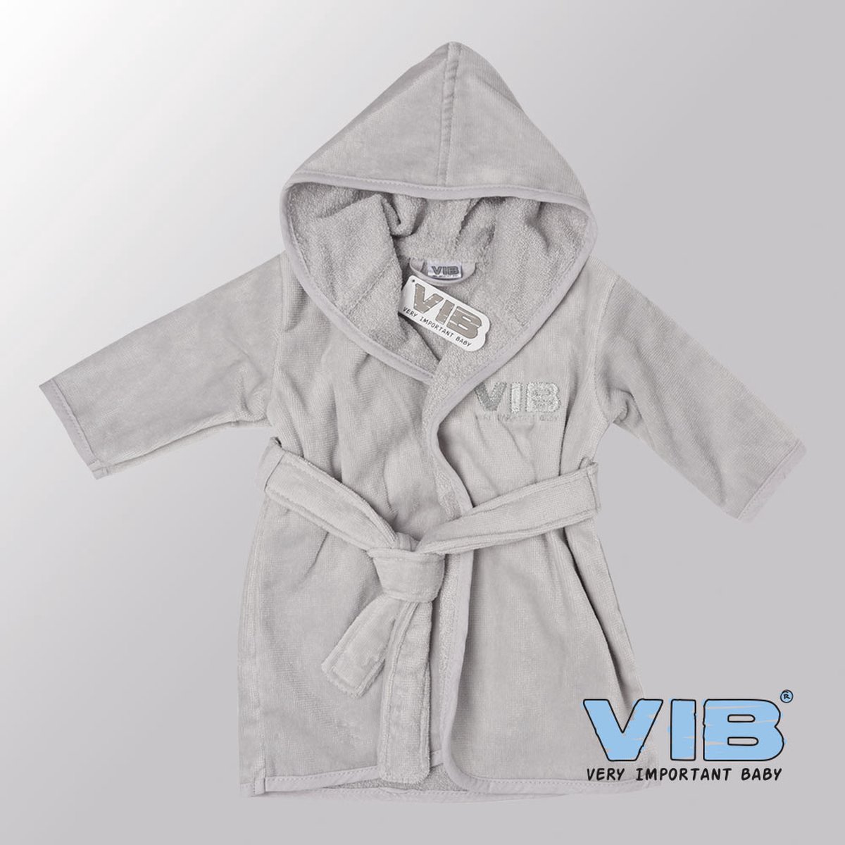VIB® - Badjas Luxe Katoen - VIB (Grijs-Zilver) - Babykleertjes - Baby cadeau