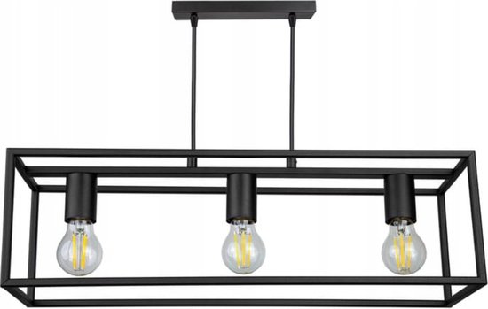 Lampe suspendue Cage - Série Cage - 3 lumières - 3 ampoules - Industriel - Lampe cage pour salle à manger, chambre à coucher, salon
