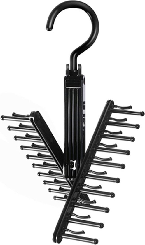 4 x sjaalhanger, doeken, stropdassen, riemen, haak 360° draaibaar, antislip, 11 gaatjes, fluwelen hanger, zwart
