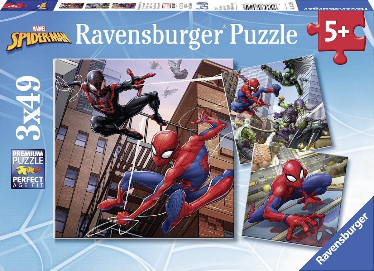 Ravensburger puzzel Spider-man in Actie – 3×49 stukjes – Kinderpuzzel