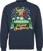Pull de Noël Groningue | Ugly Christmas Pull Femme Homme | cadeau de Noël | Supporter du FC Groningue | Marine | taille 116/128
