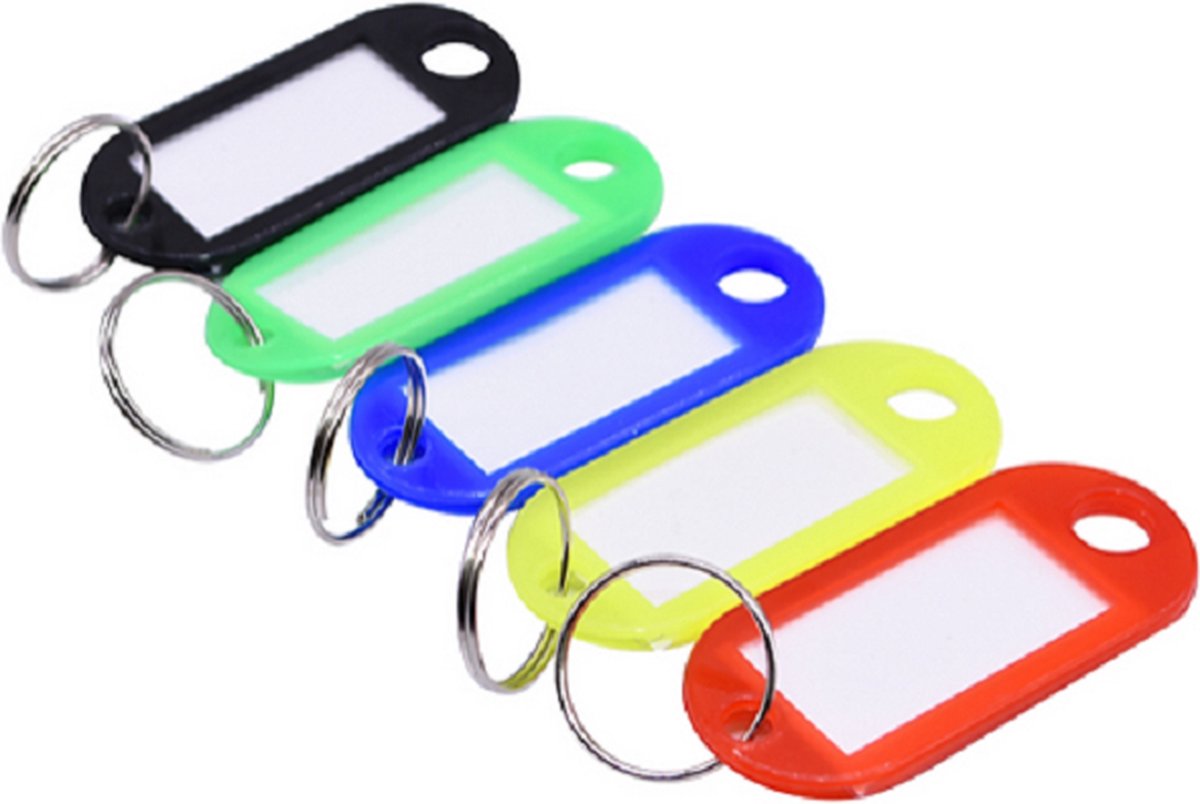 Gadgetpoint - Sleutelhanger Naamplaatjes - Naam Adres - Hanger - 5 stuks - Rond - Multicolor