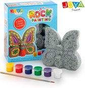 Joya Creative Happy Stones - Dieren Thema All-in-1 Pakket - Schilderpakket voor Kinderen - Steen in Vorm van Vlinder - 6 Kleuren Verf + Penseel