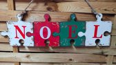 Totally Christmas | Hanger met Houten Puzzel Stukken - Noel | 60 cm