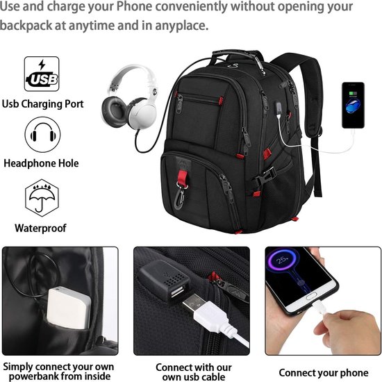 LOVEVOOK logo personnalisé étanche grand sac à dos de voyage sac à dos en toile grise sac pour ordinateur portable professionnel avec sac de voyage sac à dos pour hommes usb