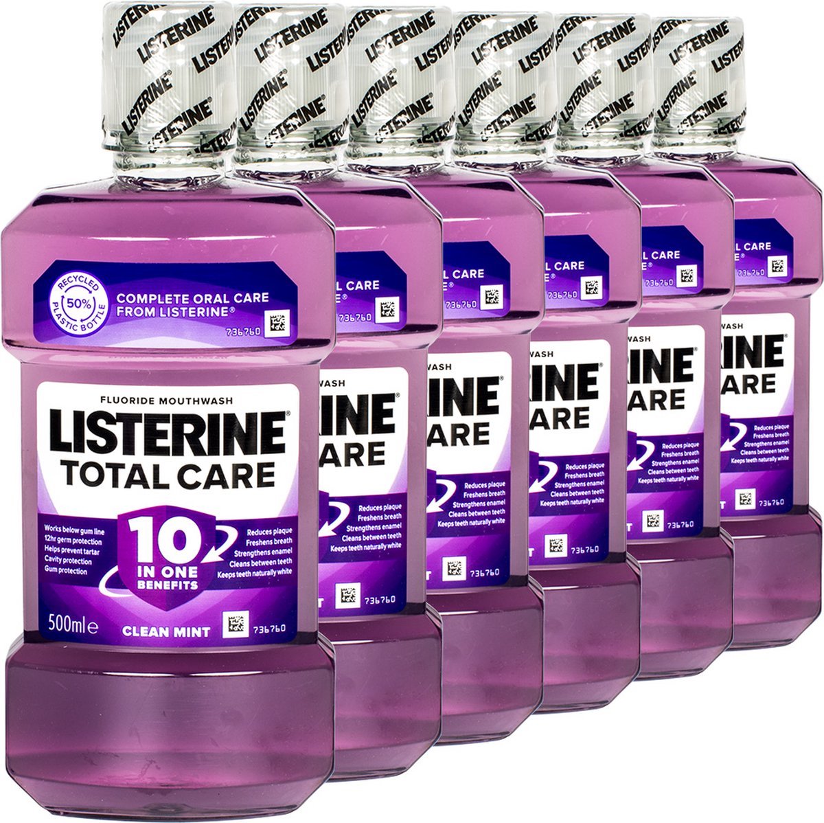 Bol.com Listerine Mondwater - Total Care 10in1 Formule - Clean Mint - 6 x 500 ml aanbieding