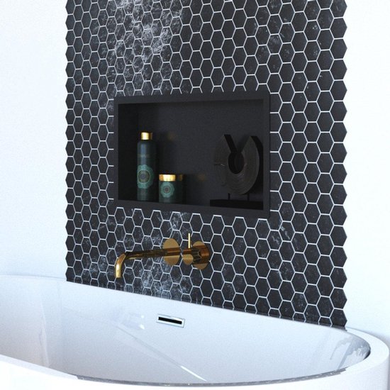 Saniclass Hide Luxe inbouwnis – Badkamer nis – 30x60x10 cm – RVS mat zwart