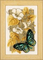 Borduurpakket Vervao - Bloemen en Vlinders - telpatroon - 8 x 12 cm