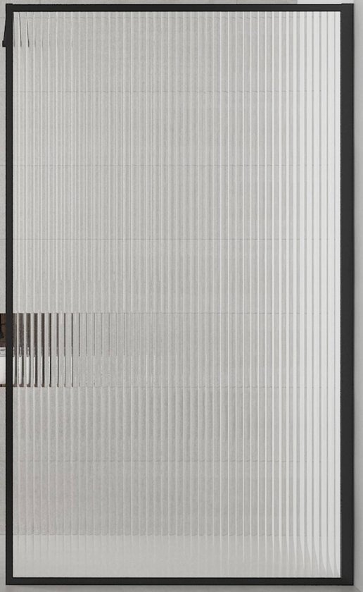 Foto: Saqu faye douchewand incl antikalkbehandeling 100x200 cm ribbel glas mat zwart inloopdouche