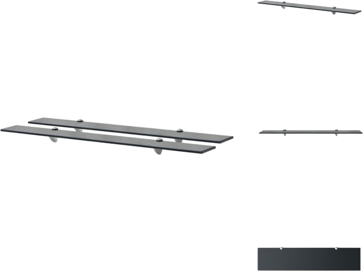 VidaXL Zwevende planken Glas 90 x 20 cm Zwart Wandsteun