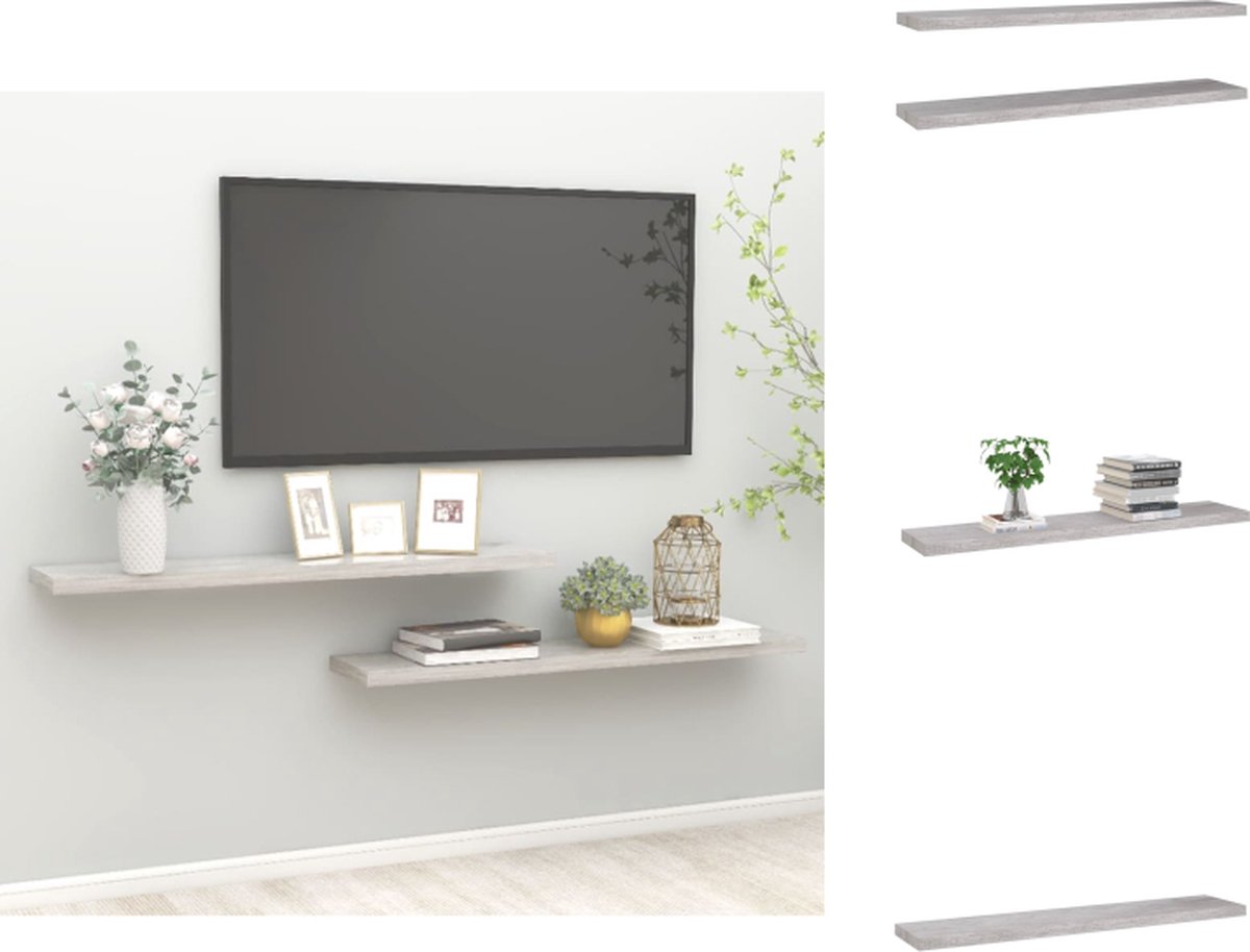 VidaXL Wandschap 120 x 23.5 x 3.8 cm Betongrijs Wandsteun
