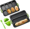 Baguette Baguette Bakplaat, broodbakvormen, baguetteplaat, bakken van baguettebrood, lang brood, Hot Dog met 2 isolatiehandclips + oliepenseel (grijs, baguette)