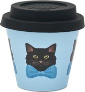 Quy Cup - 90ml Ecologische Reis Beker - Espressobeker “Black Pippo” met Zwart Siliconen deksel