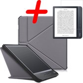 Étui adapté pour Kobo Libra H2O Case Bookcase Cover Case avec protecteur d'écran - Kobo Libra H2O Sleepcover - Grijs