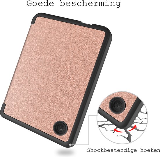 Hoes Geschikt voor Kobo Clara 2E Hoesje Bookcase Cover Hoes Met Screenprotector - Hoesje Geschikt voor Kobo Clara 2E Hoes Cover Case - Rosé Goud van Merkloos — afbeelding 4